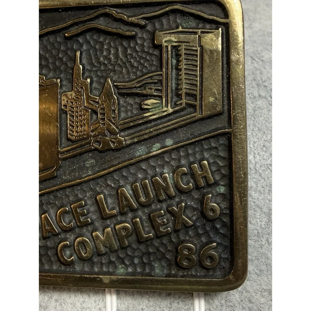 Vintage Vanderberg AFB Space Launch Complex 6 Hand Made Solid Brass Belt Buckle